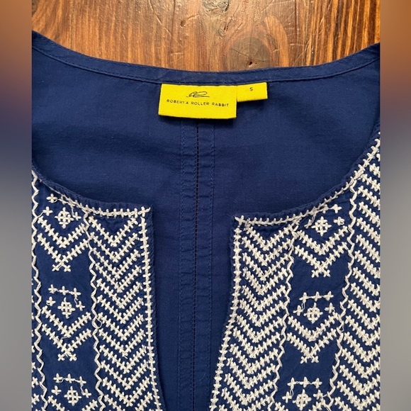 ROBERTA ROLLER RABBIT Royal Blue & White Embroidered Tunic - Picture 5 of 11